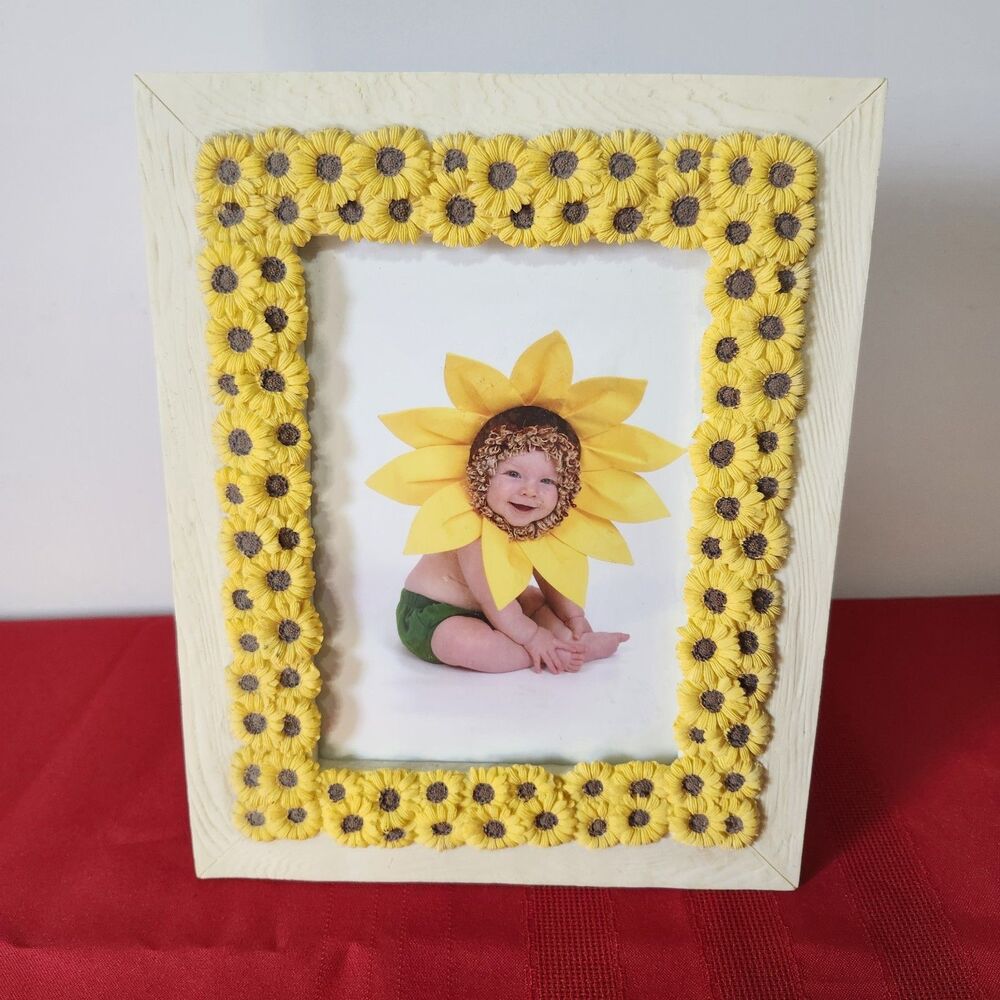 Sunflower Ceramic Picture Frame 8x10 Cream Yellow Floral 5X7 Photo Holder